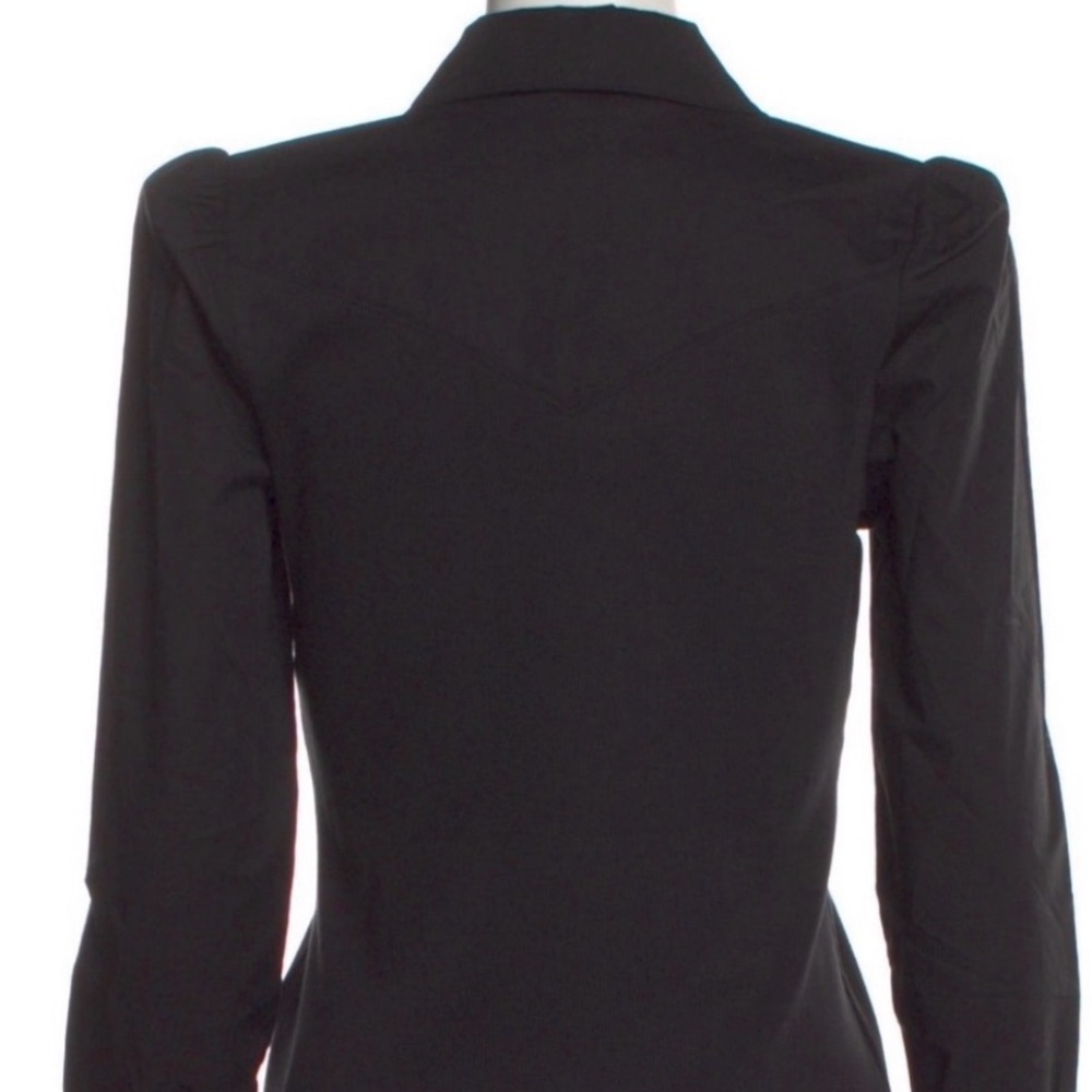 Veronica Beard Coralee Puff-Sleeve Henley Top in Black - New With Tags - Picture 3 of 5